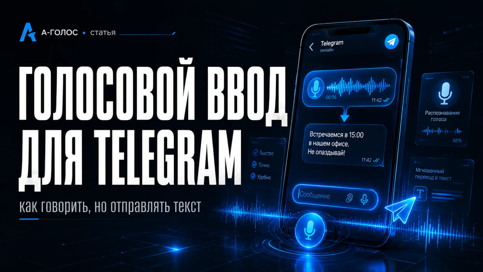 Голосовой ввод для Telegram: говорите, отправляйте текст